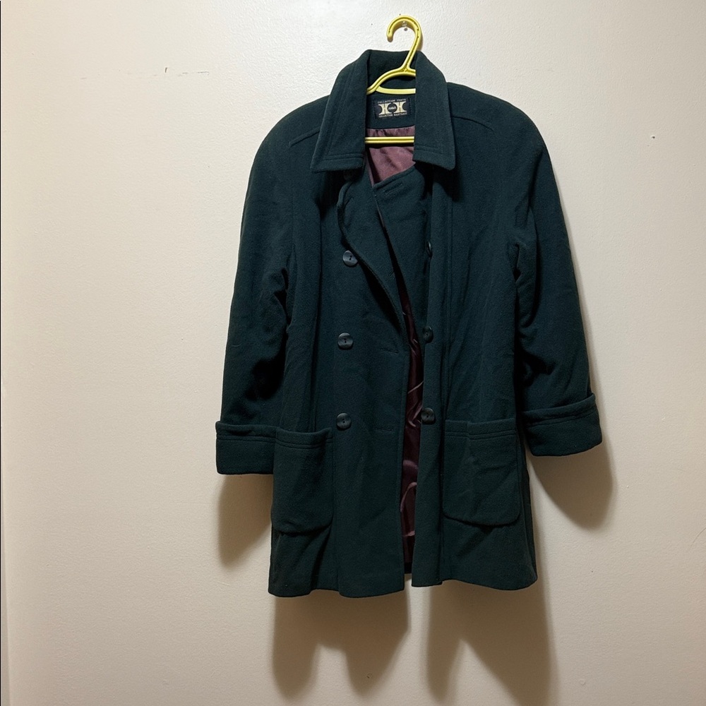Anna Manteaux Wool-Cashmere Coat – Dark Green, Button-Up, Elegant Layer